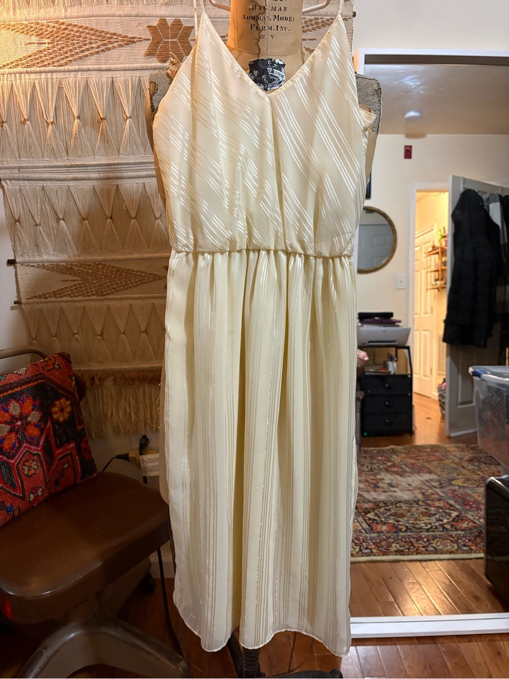 Vintage Champagne Colored Spaghetti Strap Dress